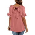 thumbnail image 4 of Blusas y blusas para mujer Elegantes camisas de verano con mangas con volantes y cuello cuadrado Blusas con lazo en la espalda OAVQHLG3B Store lin121212, 4 of 5