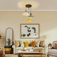 thumbnail image 4 of FSLiving 3-Heads 5.9ft Black Wire 15ft Plug-in Cord by Remote, Smart Edison Bulbs Iron Canopy Gimbaled Black Macaron Metal Island Ceiling Light for Sloping Roof Dining Staircase NO Wiring Needed, 4 of 9