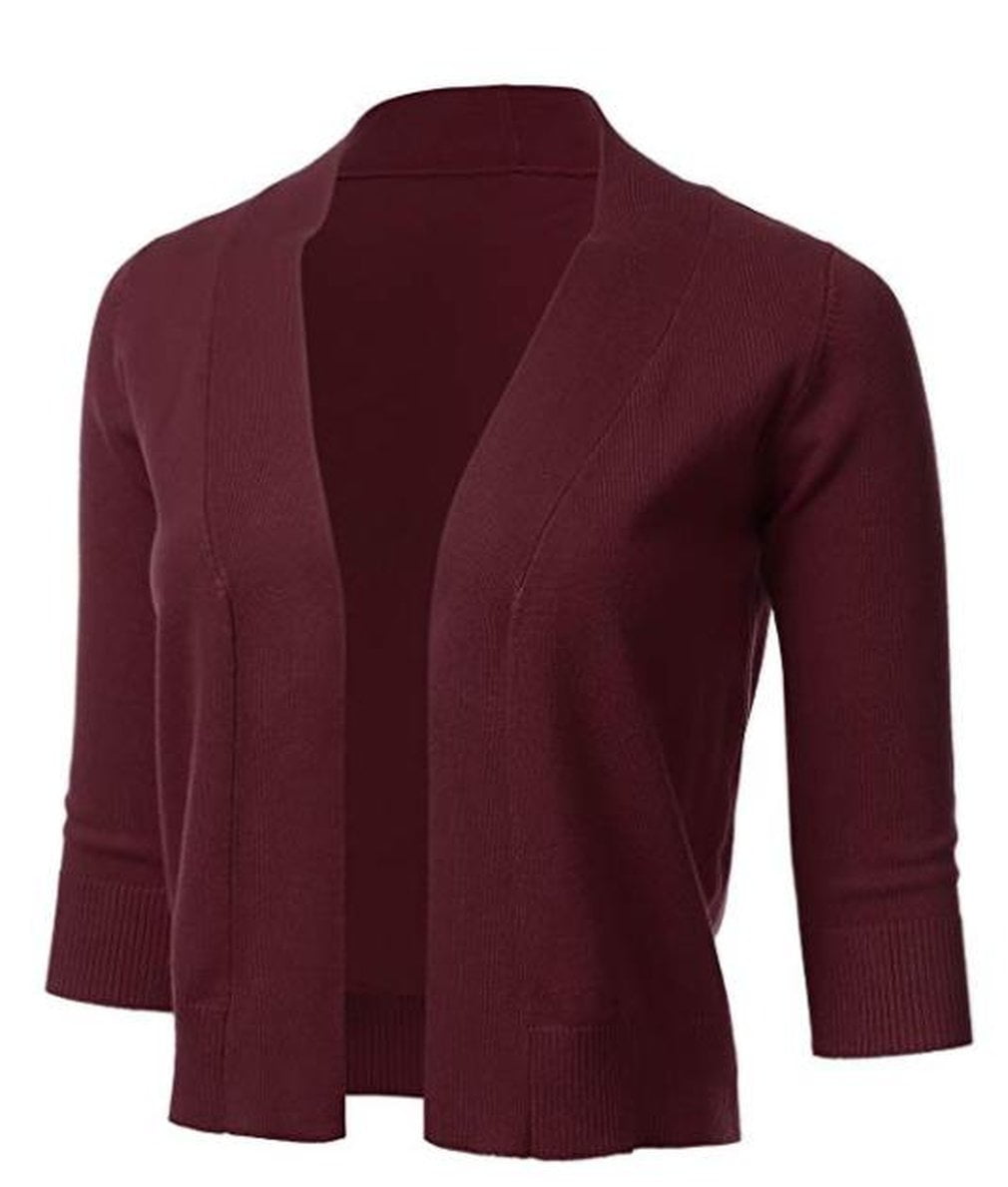 Margot Autumn Women Sweater 3/4 Sleeve Coat Casual Loose Turndown Collar Crochet Knitted