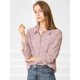 thumbnail image 2 of Blusa Botón Arriba Camisa Cuello Vuelto Manga Larga Puño De Botones Para Mujer Rosado S, 2 of 6