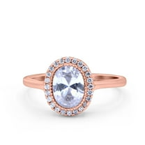 Art Deco Oval Wedding Engagement Bridal Ring Simulated CZ 925 Sterling Silver