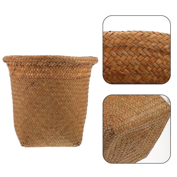 SOPOTUTU Large Brown Rattan Woven Laundry Basket Versatile Household Clothes Organizer