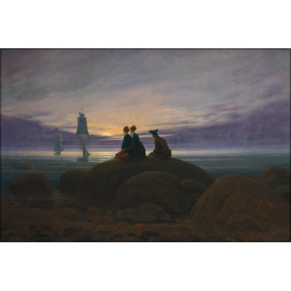 24"x36" Gallery Poster, Moonrise over the Sea by caspar david friedrich