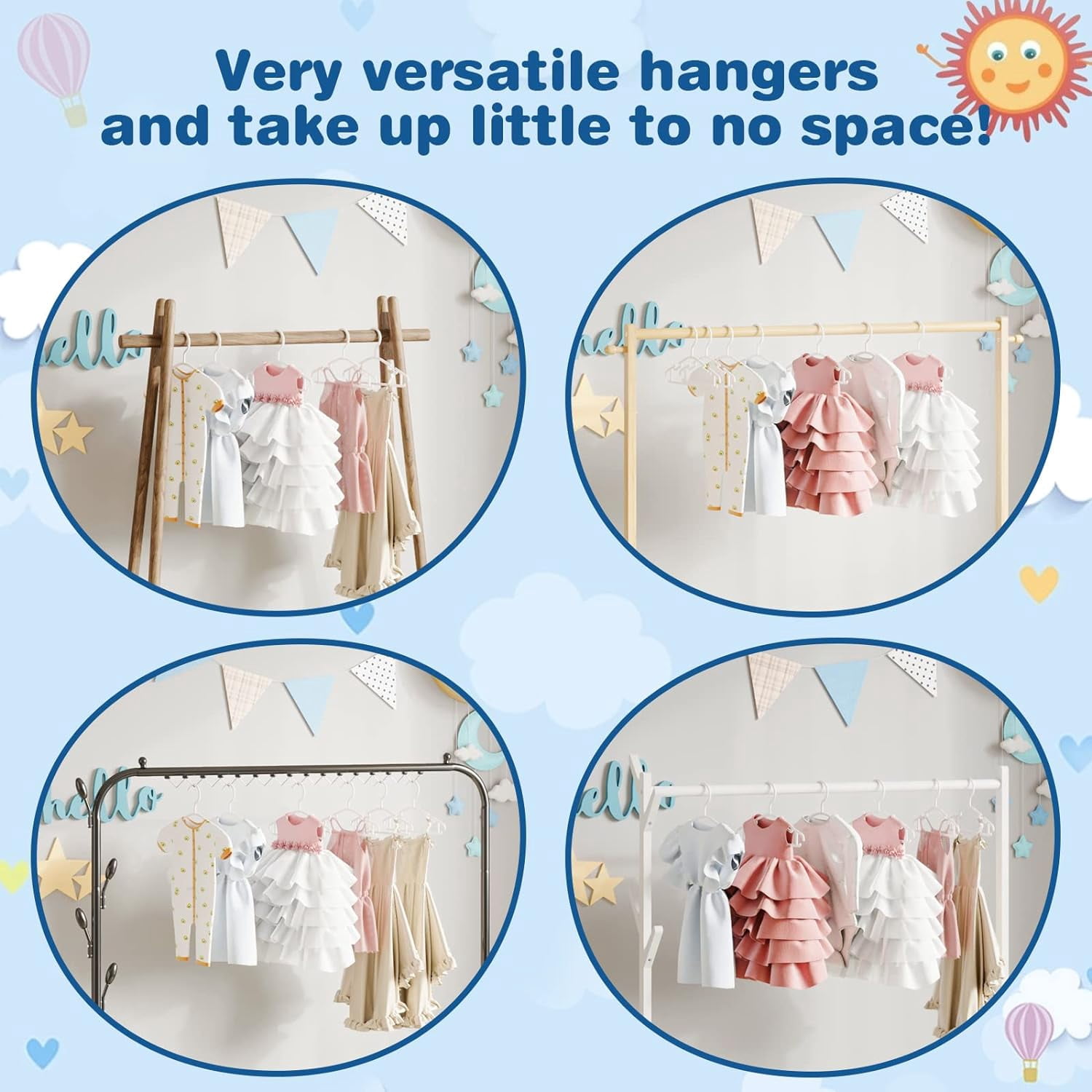 Baby Hangers 60Pack White Baby Clothes Hangers Bulk Kids Plastic Hangers Toddler/Infant Hangers for Closet