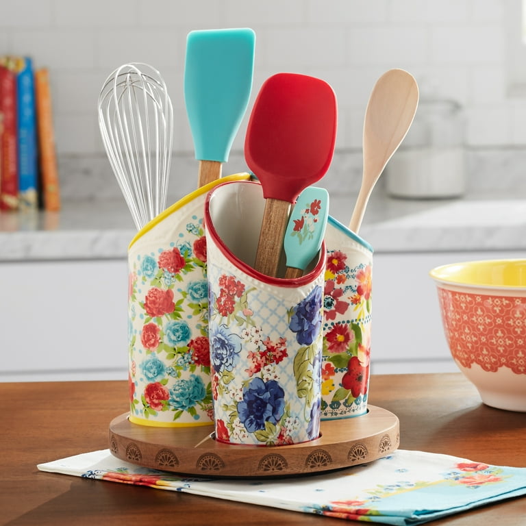 The Pioneer Woman Floral Medley 3-Compartment Ceramic Utensil Holder -  Walmart.com