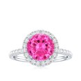 thumbnail image 4 of Rosec Jewels Lab Grown Pink Sapphire Ring with Diamond Halo for Women - AAAA Grade, 14K White Gold, US 5.00, 4 of 8