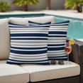 thumbnail image 4 of Dark Blue Gray Outdoor Waterproof Pillow Covers, Horizontal Stripe Minimalist Geometric Decorative Square Throw Pillowcase Sofa Cushion Sham for Patio/Couch/Chair, 24"x24" 2 Pack, 4 of 8