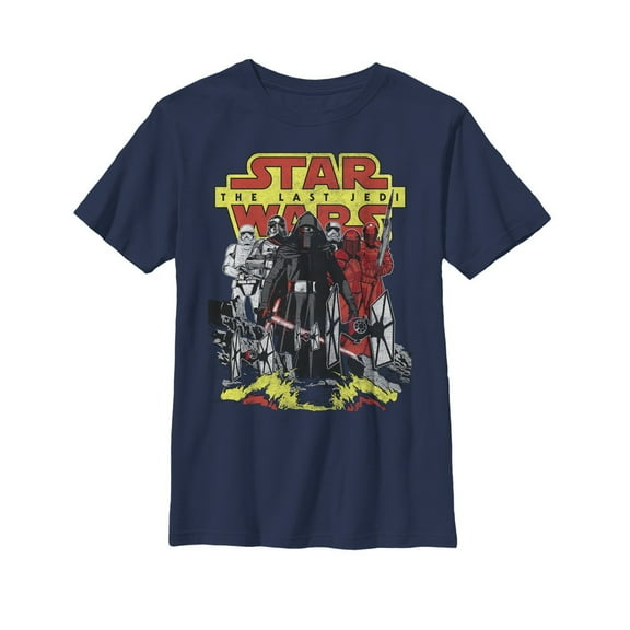 Boy's Star Wars The Last Jedi First Order Defense  Graphic Tee Navy Blue Large
