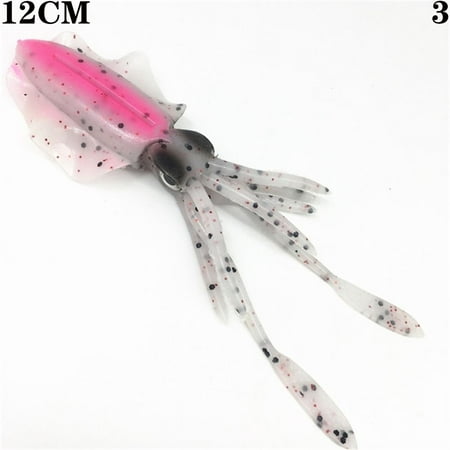1Pcs Luminous Fishing Tackle Silicone 10/12/15cm Soft Bait Fishing Lure Squid Baits Artificial Lures 12CM 3