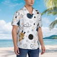 thumbnail image 5 of Fotbe Cartoon Planets Hawaiian Shirt For Men Unisex Summer Beach Casual Short Sleeve Cotton Linen Button Down Shirts-Large, 5 of 9