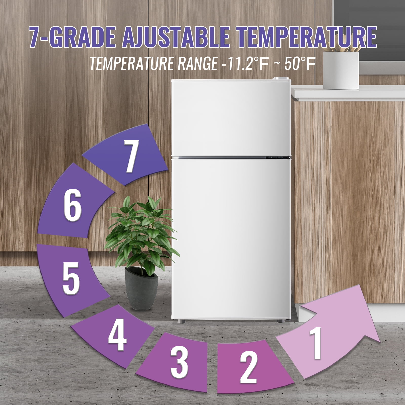 TACOOL 2.35 Cu.ft Small Mini Refrigerator for Office Compact Dual Door Fridge Egg Trey Low Noise, WHITE