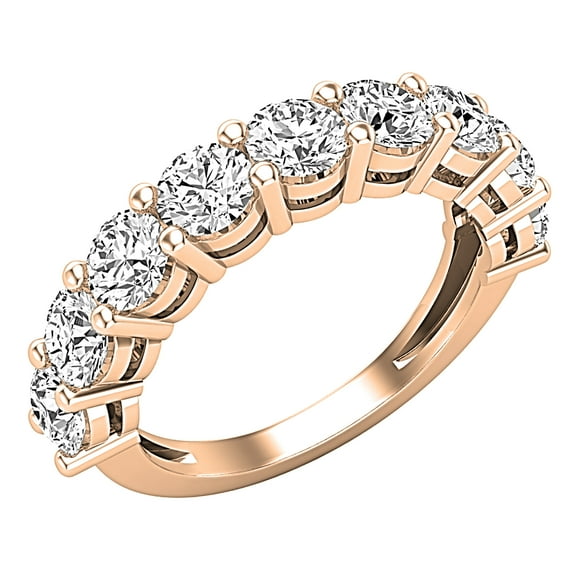 Dazzlingrock Collection Round White Diamond Anniversary Wedding Band for Women (2.05 ctw, Color I-J, Clarity I2-I3) in 10K Rose Gold, Size 8.5