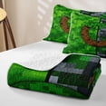 thumbnail image 4 of meiyoeat Pixel Grid Miners Twin Quilt Set for Girls Boys, Initial C Letter Twin Coverlet Set, Green Brown, 2 Pieces, 1 Comforter and 1 Pillowcase, 4 of 7