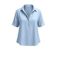 thumbnail image 5 of Mifsaly Linen Henley Shirts for Women Short Sleeve V Neck Button Down Blouses Collared Casual Loose Summer Tops Comfortable Lightweight Office Work Outfits L, 5 of 5