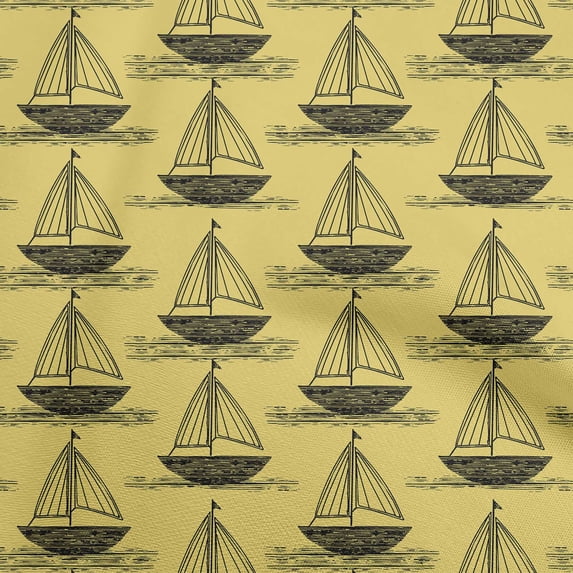 oneOone Cotton Poplin Medium Yellow Fabric Beach Boat Sewing Material Print Fabric By The Yard 42 Inch Wide