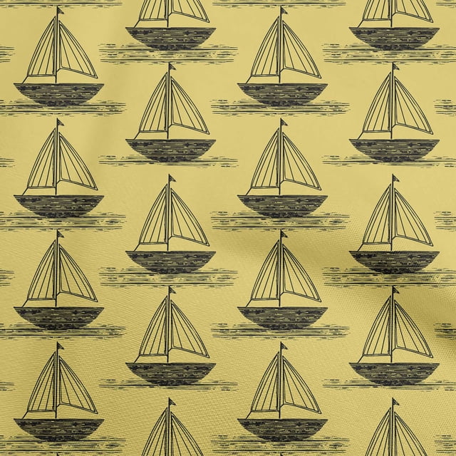 oneOone Polyester Spandex Medium Yellow Fabric Beach Boat Craft Projects Decor Fabric Printed By The Yard 56 Inch Wide