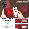 thumbnail image 6 of Allytechgroup Case for Samsung Galaxy S21 Ultra, 2 In 1 Wallet Stand Case with Detachable Card Holder Support Wireless Charging Shockproof Magnetic Back Cover for Samsung Galaxy S21 Ultra, Red, 6 of 13