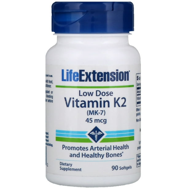 Life Extension Low Dose Vitamin K2 Mk 7 45 Mcg 90 Softgels Walmart Com Walmart Com