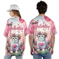thumbnail image 5 of Hello Valentine’s Day American Shorthair Flower Crown Romantic Pink Floral All Over Print 3D Baseball Shirt Cat Lover Kitten Owner Gifts Softball Sport - 00031, 5 of 6