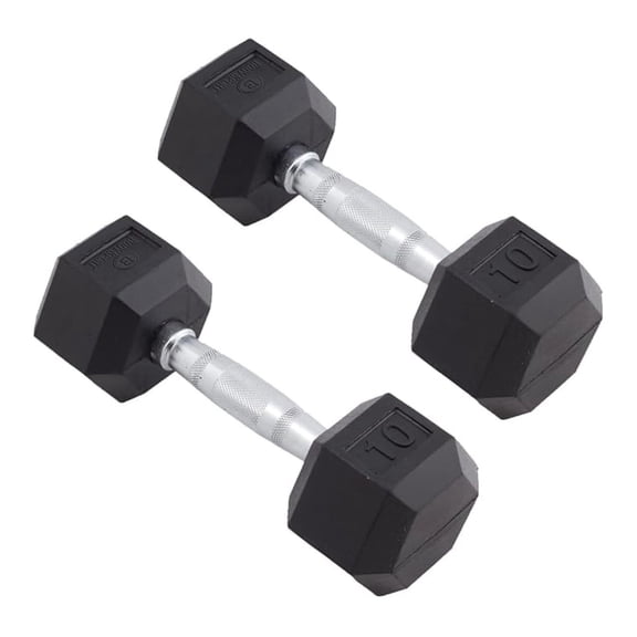 Rubber Encased Hex Dumbbell Weight, Pair – Dumbbells for Exercises – Strength Training Equipment – Home Gym Accessories – Weight Training