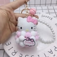 thumbnail image 3 of Sanrio-Llavero de felpa con Bola de Pelo de Hello Kitty, colgante de cinta de perlas, accesorios Kawaii para niñas, figuras de Anime, regalo para niños, 3 of 5