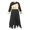 A Black, variant on YONGHS Kids Girls Metallic Long Sleeve Praise Lyrical Dance Dress