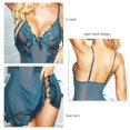 thumbnail image 6 of Lace Bodysuit Slim Fit V Neck Backless Perspective Lingerie Set Summer Nightwear for Women Green M, 6 of 6