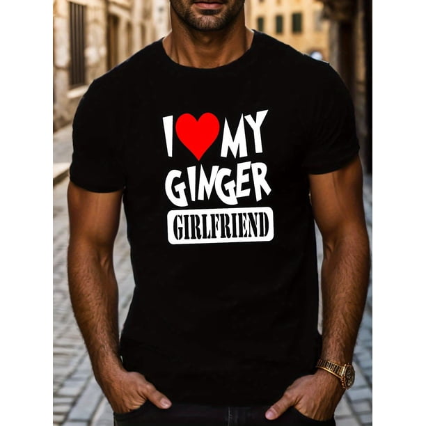 Camiseta con estampado "Amo a mi novia pelirroja", para hombre, informal, de manga corta, para verano, para adultos, hombres, mujeres, adolescentes, jóvenes y ocio.