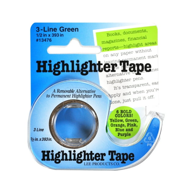 Removable Highlighter Tape 1/2in x 11yds Green
