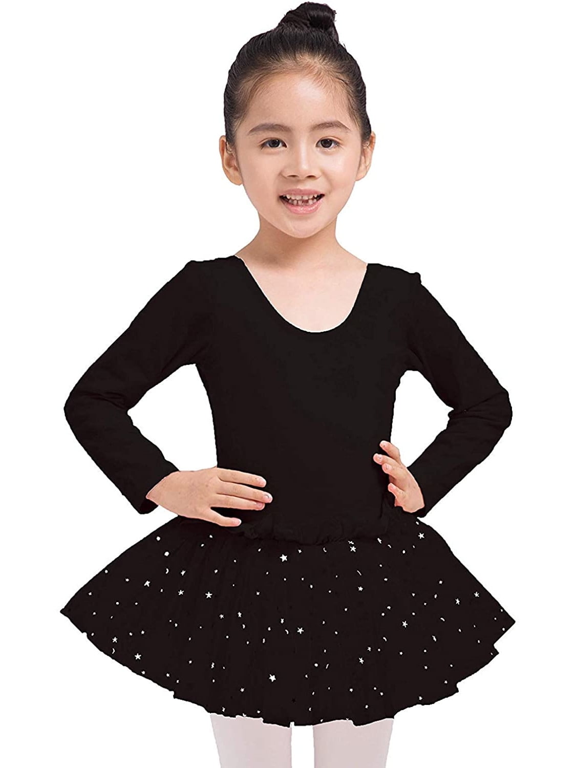 Dancina Girls Skirted Leotard Sparkle Long Sleeve Tutu Ballet Dress