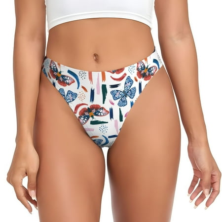 KLL Retro Butterfly for Women Underwear Thongs Sexy G-String for Women Seamless Panties Undies Low Rise Thong Panties Fit for Everyday Wear/Yoga/Special-4X-Large