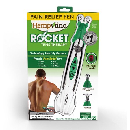 Hempvana Rocket Pain Relief Pen, As Seen On TV, Wireless TENS Therapy, Portable Muscle Stimulator - Same Technology Used by Doctors - Muscle Pain Relief -9 Adjustable Intensity Settings-3 Unique Head