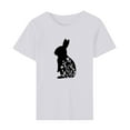 thumbnail image 4 of HOMBOM Short Sleeve Womens Easter Shirts 2024 White Crew Neck T-shirt Easter Bunny Print Summer Tops for Women XL, 4 of 5