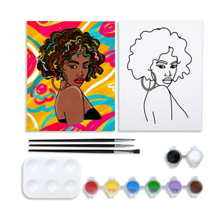 The Purple Toe Picasso Faces Pre Drawn Canvas Painting Kit - 12”X16” (2 Pack) Sip and Paint Kit for Adult’s - Pre-Drawn Canvas Bundle Party Pack 