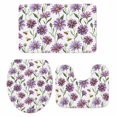 thumbnail image 2 of Purple Daisy Bathroom Rugs Set Watercolor Country Spring Purple Floral Bees Non Slip Absorbent Soft Bath Mats 3 Piece Set with Bathroom Rug, U-Shaped Floor Mat, Toilet Seat Cover Small Size, 2 of 9