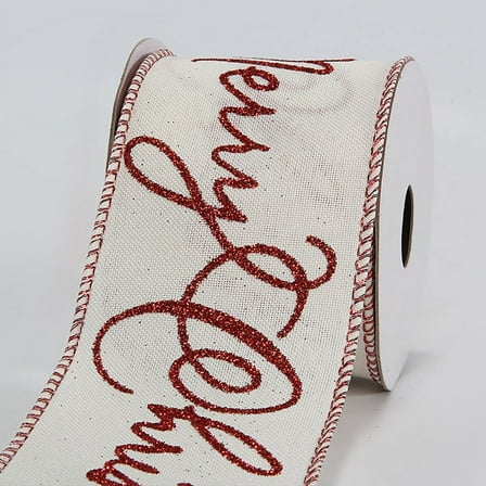 ERDOUY 10Yards Christmas Burlap Ribbon Rolls Wrapping Ribbon Xmas Decorative Ribbon for Wreath Bow Gift Decor,A04