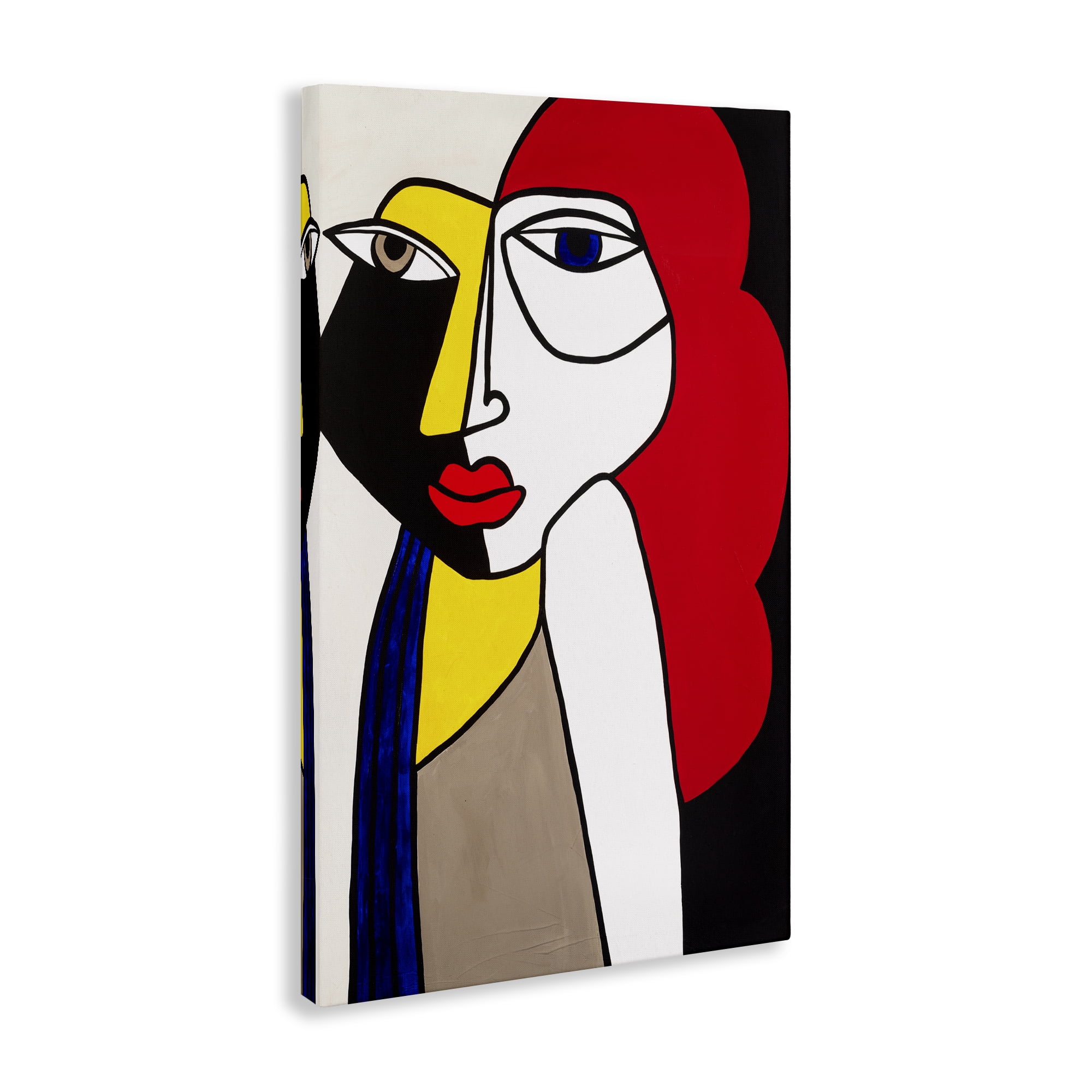 Stupell Industries Her Abstract Cubism Face People Painting Wrapped Canvas Art Print Wall Art, 16 x 24