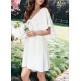 thumbnail image 6 of Deep V Neck Elegant Bow Tie Mini Dress White S, 6 of 8