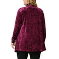 thumbnail image 3 of Agnes Orinda Plus Size Velvet Cardigans for Women Open Front Cardigan with Pockets 4X Wine, 3 of 5