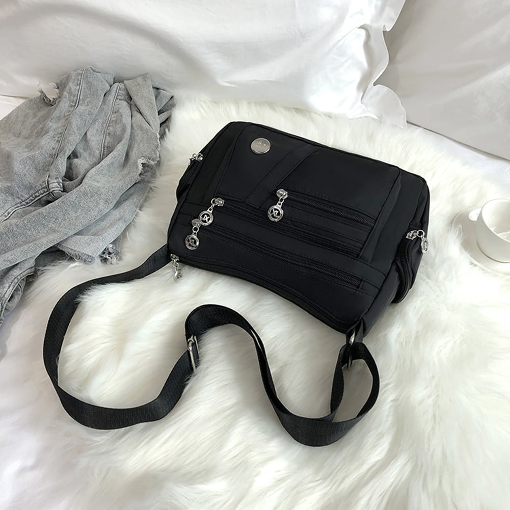 LA TALUS Women's One Shoulder Handbag,Pockets Crossbody Bag for Women  Waterproof Nylon Single Shoulder Bag Travel Purses and Handbags Black