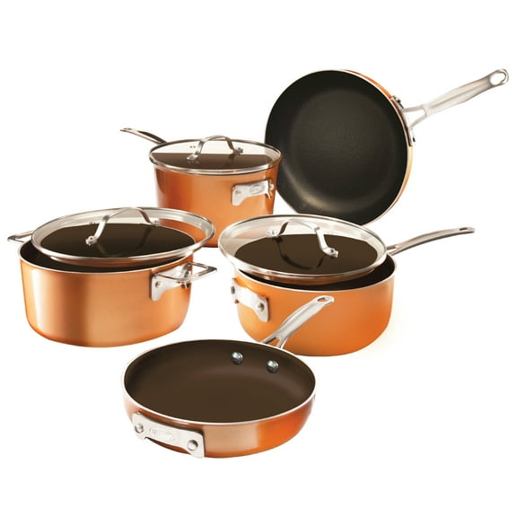 Gotham Steel Stackmaster Nonstick Aluminum 8-Piece Cookware Set in Copper/Black