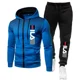 thumbnail image 4 of Chándal de dos piezas para hombre, chándal de manga larga con cremallera y estampado, Abrigo con capucha y pantalones largos de chándal, ropa deportiva para exteriores, Otoño e Invierno, 4 of 4