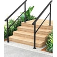 thumbnail image 1 of YUSAZENS 2 Pack 5 Step Outdoor Step Handrail, Aluminum Alloy Combined Iron Post Railing, Glossy Black, Complete Mounting Hardware and Tools, 1 of 5