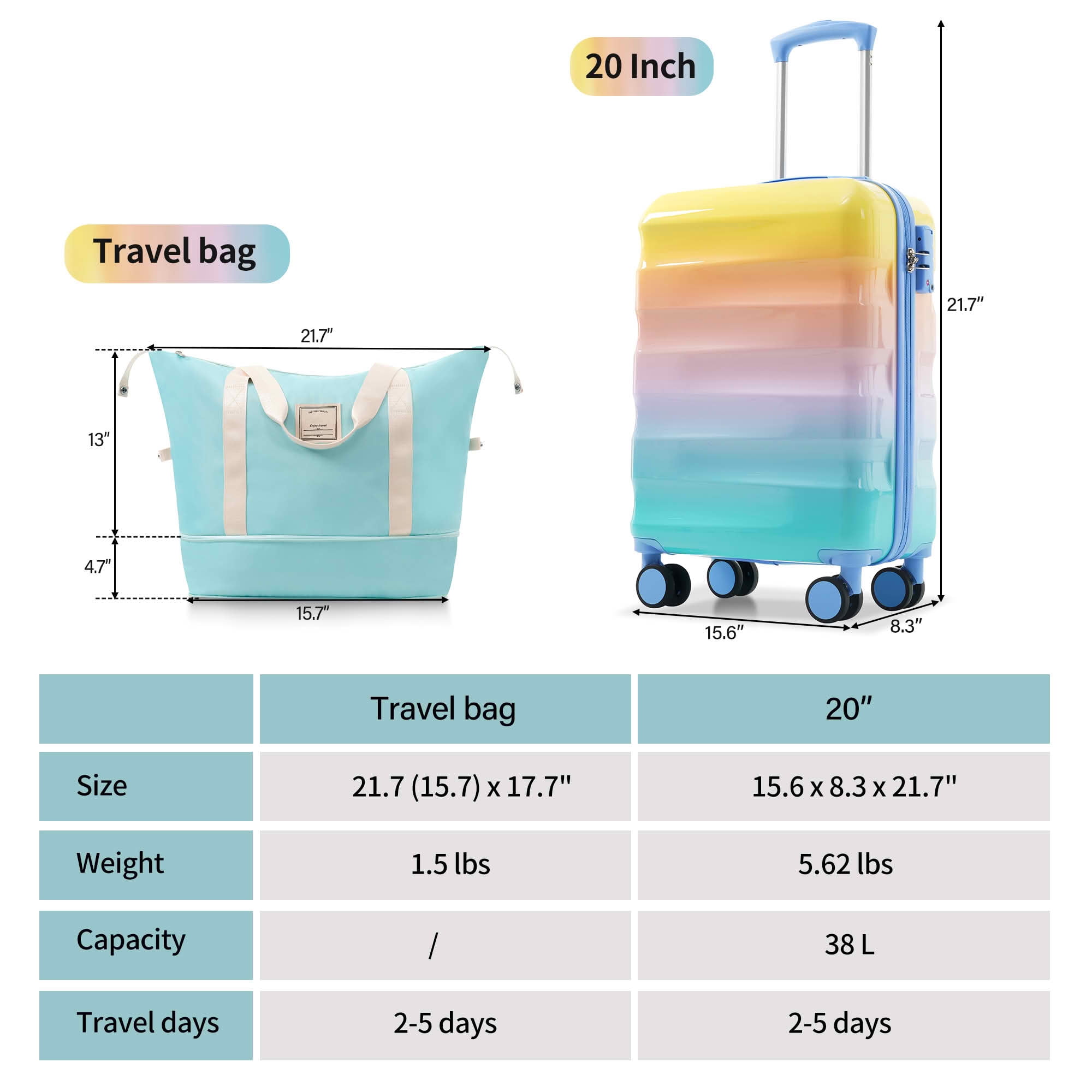 MAYEERTY 20 Inch Carry On Luggage with Cup Holder, Glossy ABS PC Hardshell Suitcase with Spinner Wheels, TSA Lock and Airline Approved Design