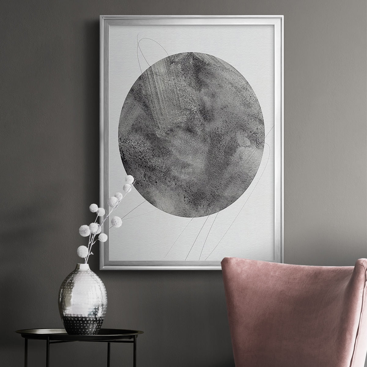 Graphite Moon II Premium Framed Print, in Gold, Black, or Silver - Ready to Hang
