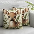 thumbnail image 3 of Leisuo Animals Throw Pillow Covers Deer Rabbit Bear Green Leaves Decorative Pillows Soft Cushion Cases for Couch Sofa Bed Home Decor, 3 of 5