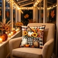 thumbnail image 5 of Thanksgiving Decorations Throw Pillow Covers,17.7x17.7 Inch Autumn Decorative Throw Cushion Case for Sofa Bedroom Living Room | Pumpkin Bow Decor Throw Pillowcase, 5 of 7