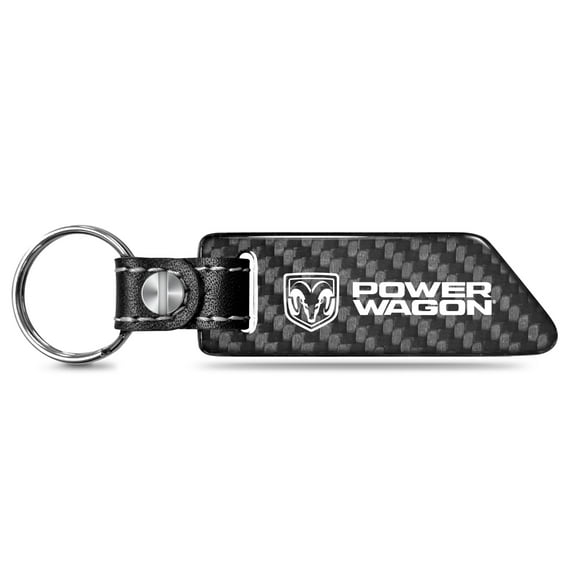 RAM Power Wagon Real Carbon Fiber Blade Style with Black Leather Strap Key Chain