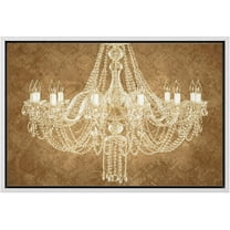 wall26 Framed Canvas Print Wall Art Ornate Pattern White Crystal Chandelier Decorative Lights Digital Art Realism Contemporary Chic Relax/Calm for Living Room, Bedroom, Office - 16"x24" Whi