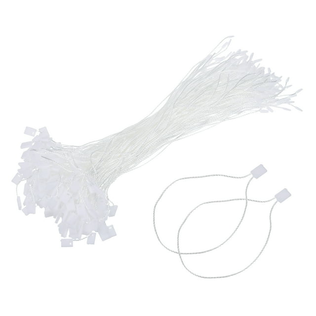 Uxcell 1000pcs Polyester Hang Tag String (7.9") - Plastic Snap Lock Pin Loop White